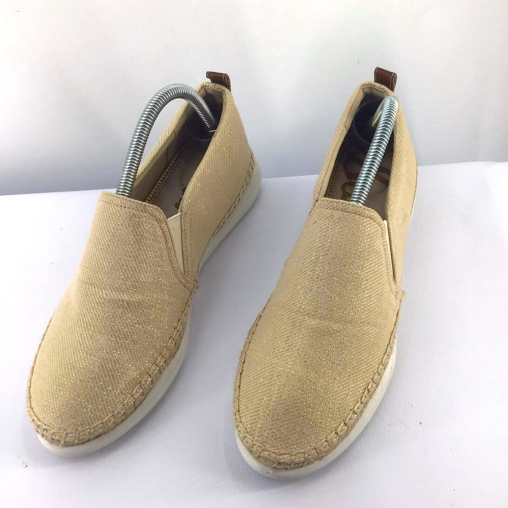 Sam Edelman Kassie Rubber Sole Slip Glitter Canvas Loafers - Picture 2 of 12